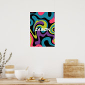 Persoonlijk Neon Abstract Patroon — Retro Design Poster (Keuken)