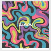 Persoonlijk Neon Abstract Patroon — Retro Design Sticker (Vel)