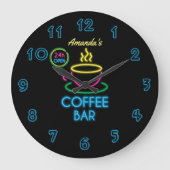 Persoonlijk Neon Bord Coffee Bar Grote Klok (Voorkant)
