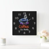 Persoonlijk Neon Bord Coffee Cafe Vierkante Klok (Huis)