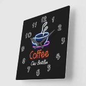 Persoonlijk Neon Bord Coffee Cafe Vierkante Klok (Hoek)
