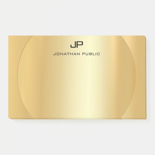 Persoonlijk nep goud elegant modern monogram post-it® notes (Voorkant)