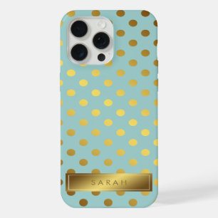 Persoonlijk nep goud folie polka stippen patroon iPhone 15 pro max hoesje