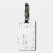 Persoonlijk 'Net Getrouwd' Zilveren Confetti Bagagelabel (Achterkant verticaal)