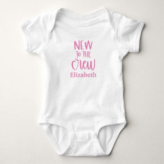 Persoonlijk Nieuw Bij De Bemanning Baby Cadeau Bab Romper (Voorkant)