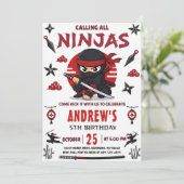 Persoonlijk Ninja Warrior-feest verjaardag Kaart (Staand voorkant)