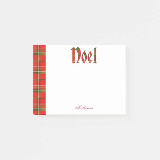 Persoonlijk: "Noel" - kersttartan Typografie Post-it® Notes (Voorkant)