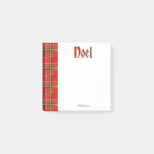 Persoonlijk: "Noel" - kersttartan Typografie Post-it® Notes (Voorkant)