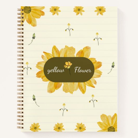Persoonlijk Notebook met Gele Bloem Notitieboek (Voorkant)