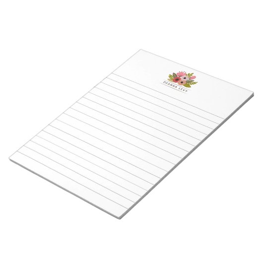 Persoonlijk notitieblok met gebloemd boeket voor z (Schuin)