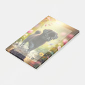 Persoonlijk Notitieblok met Puppy Mops en Bloemen Post-it® Notes (Schuin)