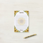Persoonlijk Notitieblok met Zonnebloemen Voering Post-it® Notes (Op bureau)