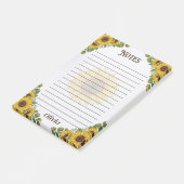 Persoonlijk Notitieblok met Zonnebloemen Voering Post-it® Notes (Schuin)
