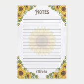 Persoonlijk Notitieblok met Zonnebloemen Voering Post-it® Notes (Voorkant)