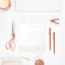 Persoonlijk Notitieblok Pastel Wilde Bloemen Blauw