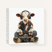 Persoonlijk notitieboek Gamer Cow voor kinderen (Voorkant)