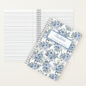 Persoonlijk notitieboek met blauwe bloemen (Binnen)