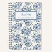 Persoonlijk notitieboek met blauwe bloemen (Voorkant)