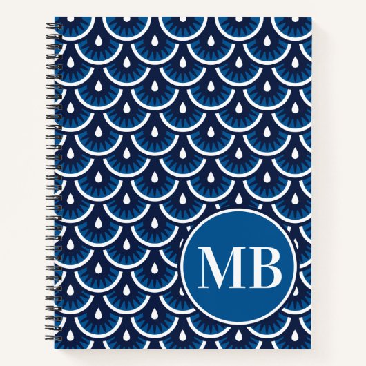 Persoonlijk notitieboek met blauwe vissenschubbenp (Voorkant)