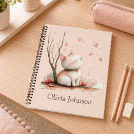 Persoonlijk Notitieboek met Knuffelkat en Hartjes