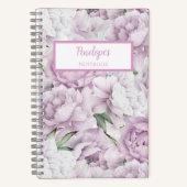 Persoonlijk notitieboek met roze pioenrozen (Voorkant)