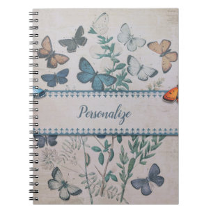Persoonlijk Notitieboek met Vintage Blauwe Vlinder