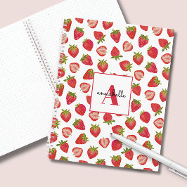 Persoonlijk notitieboekje met zomer aardbei motief notitieboek