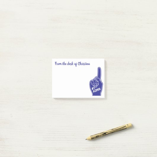 Persoonlijk nummer één adminschuimvinger post-it® notes (Op bureau)