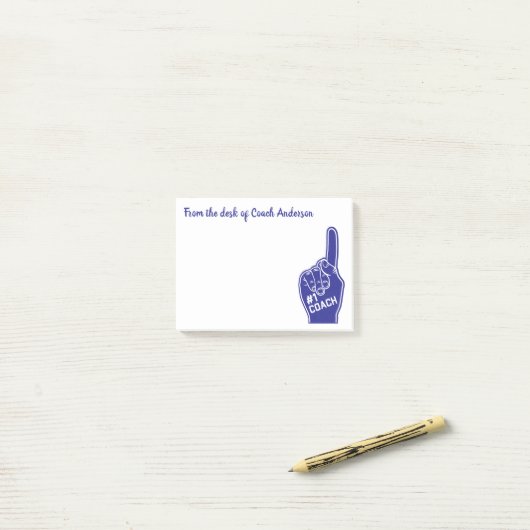 Persoonlijk nummer één coach schuimvinger post-it® notes (Op bureau)