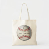 Persoonlijk nummer en naam honkbal achter- en voor tote bag (Voorkant)