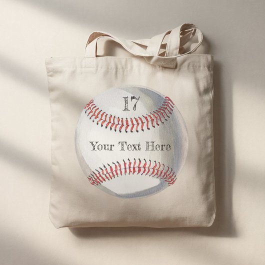 Persoonlijk nummer en naam honkbal achter- en voor tote bag