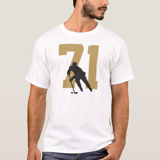 Persoonlijk nummer Golden Hockey Player T-shirt (Voorkant)