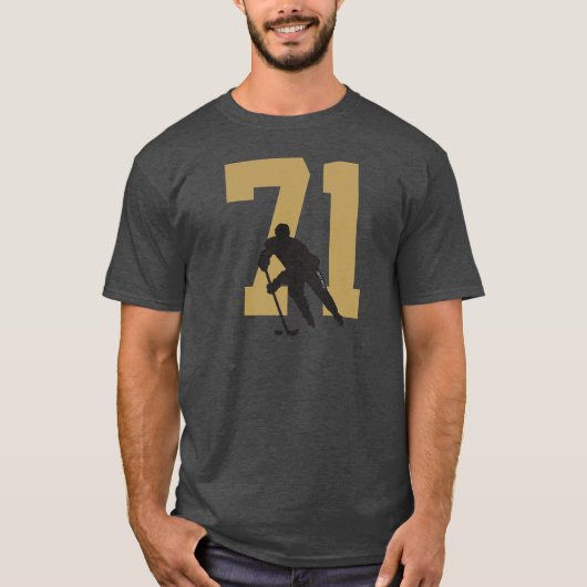 Persoonlijk nummer Golden Hockey Player T-shirt (Voorkant)