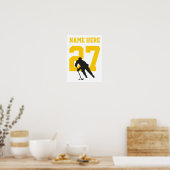 Persoonlijk nummer van de Hockey Player Black en G Poster (Keuken)