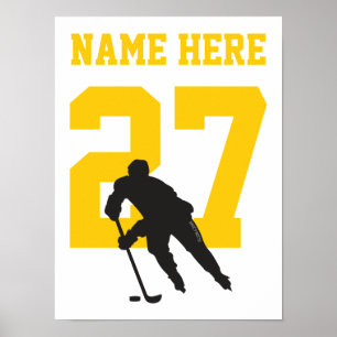 Persoonlijk nummer van de Hockey Player Black en G Poster