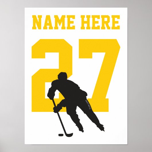 Persoonlijk nummer van de Hockey Player Black en G Poster (Voorkant)