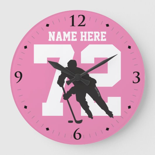 Persoonlijk nummer van Hockey Player op Roze Grote Klok (Voorkant)