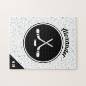 Persoonlijk nummer van Ice Hockey Pattern Player Legpuzzel (Horizontaal)