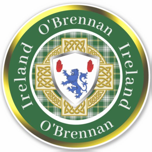 Persoonlijk O'Brennan Ierse Schild & Keltisch Krui Sticker (Voorkant)
