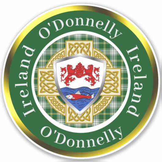 Persoonlijk O'Donnelly Iers Schild/Keltisch Kruis Sticker (Voorkant)