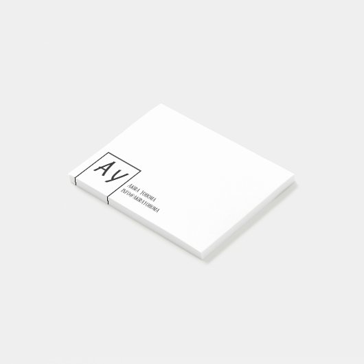 Persoonlijk of klein bedrijf met monogram post-it® notes (Schuin)