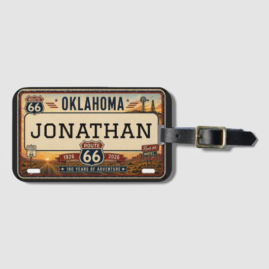 Persoonlijk Oklahoma Route 66-ontwerp Bagagelabel (Voorkant (horizontaal))
