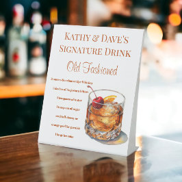 Persoonlijk Old Fashioned Signature Drankrecept Reclamebord Met Voetstuk