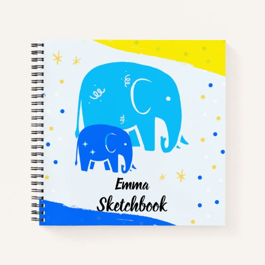 Persoonlijk olifant-schetsboek voor kinderen notitieboek (Voorkant)