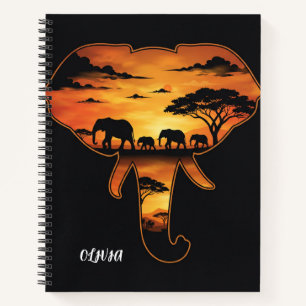 Persoonlijk Olifant Silhouet Spiraal Notitieboek