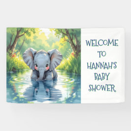 Persoonlijk olifantje thema verjaardagsfeestje spandoek