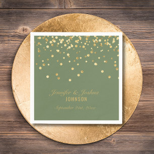 Persoonlijk OLIVE SAGE GREEN Gold Wedding Servet