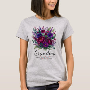 Persoonlijk oma bloemen oma namen cadeau t-shirt