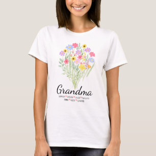Persoonlijk oma bloemen oma namen cadeau t-shirt
