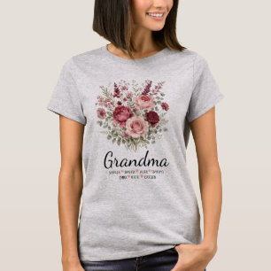 Persoonlijk oma bloemen oma namen cadeau t-shirt